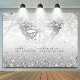 Toile de fond d'anniversaire de masque de bokeh de diamants de paillettes d'argent